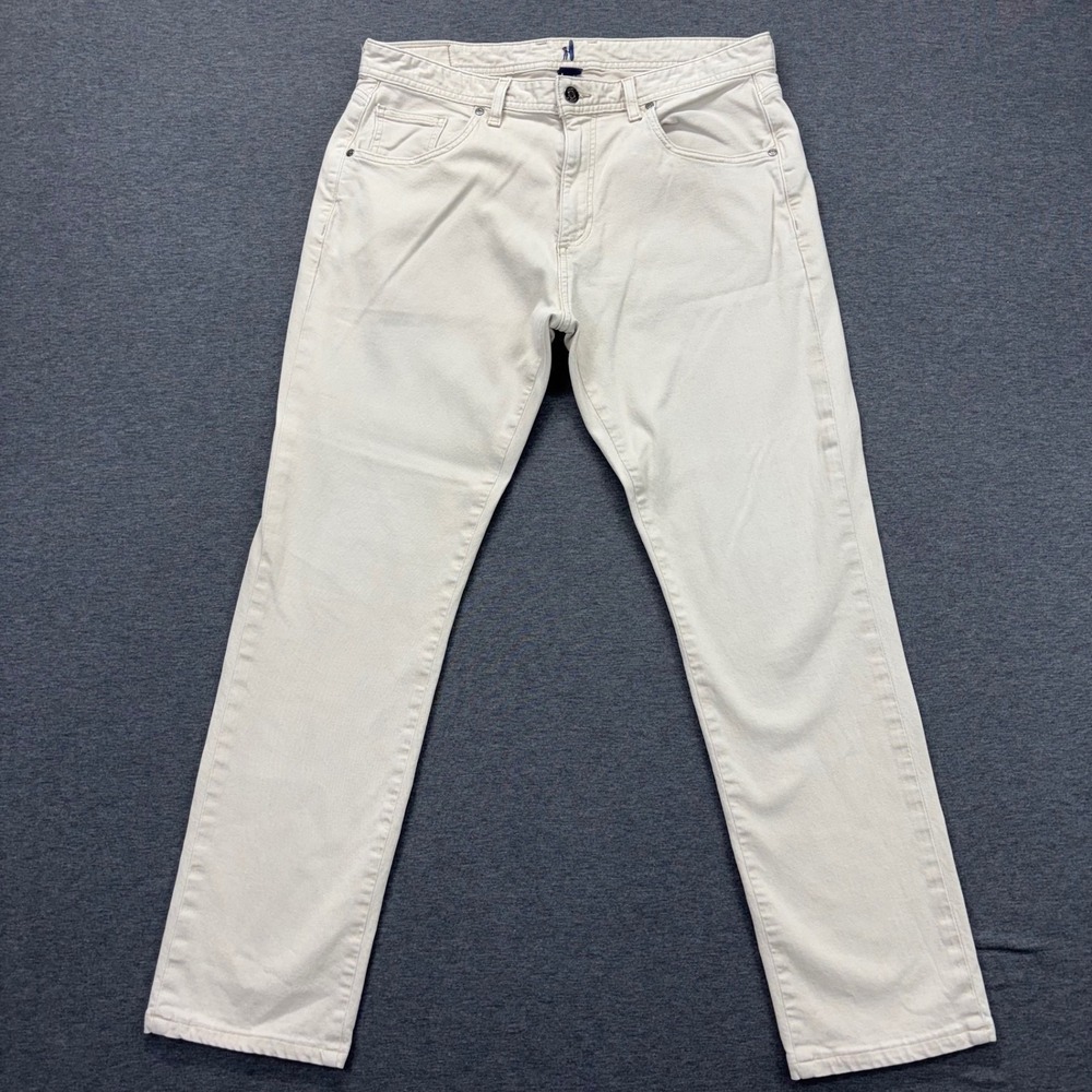 johnnie-O Jeans Mens 34x30 TAG-34X34 Slim Straight Cream stretch 5-Pocket Active